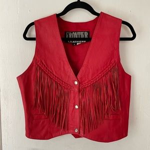Vintage red leather vest
